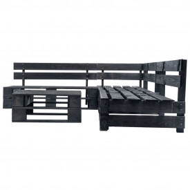 Set mobilier grădină din paleți, negru, 4 piese, lemn FSC - Img 2