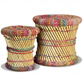 Set scaune 2 buc, bambus cu detalii chindi, multicolor - Img 5