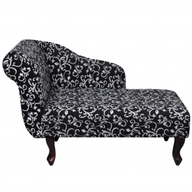 Șezlong cu model floral, material textil, negru - Img 2