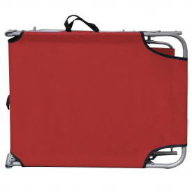 Șezlong pliabil cu protecție solară 189 x 58 x 27 cm, Roșu - Img 6