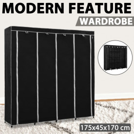 Șifonier cu 4 compartimente, negru, 175 x 45 x 170 cm - Img 10