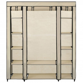 Șifonier cu bare și compartimente, crem, 150x45x176 cm, textil - Img 2