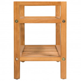 Suport de pantofi cu 2 rafturi, stejar masiv, 49,5 x 27 x 40 - Img 3