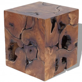 Taburet din lemn de tec masiv 40 x 40 x 45 cm - Img 2