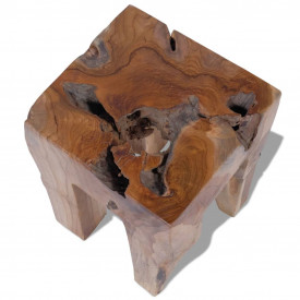 Taburet din lemn de tec solid, 30 x 30 x 40 cm - Img 6