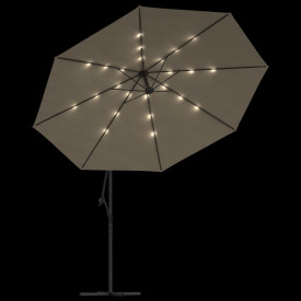 Umbrelă de consolă cu LED și stâlp de metal, gri taupe, 350 cm - Img 6