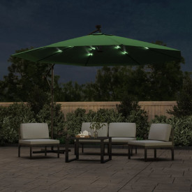 Umbrelă de consolă cu LED și stâlp de metal, verde, 350 cm - Img 3