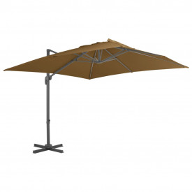 Umbrelă de exterior cu bază portabilă, gri taupe - Img 2