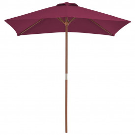 Umbrelă de soare de exterior, stâlp lemn, 150x200 cm roșu bordo - Img 2