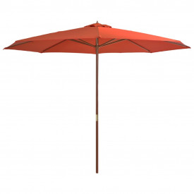 Umbrelă de soare de exterior, stâlp lemn, cărămiziu, 350 cm