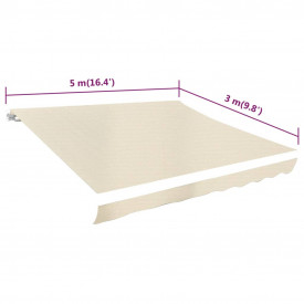vidaXL Acoperiș de copertină din pânză, crem, 481 x 296 cm - Img 5