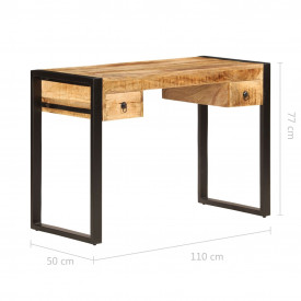 vidaXL Birou cu 2 sertare, 110 x 50 x 77 cm, lemn masiv de mango - Img 9