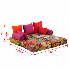 vidaXL Canapea modulară cu 2 locuri, textil, model petice - Img 11