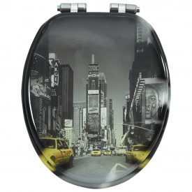 vidaXL Capac WC cu închidere silențioasă, MDF, design New York - Img 5