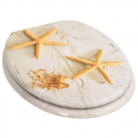 vidaXL Capac WC cu închidere silențioasă, MDF, design stea de mare - Img 3