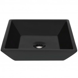 vidaXL Chiuvetă ceramică pătrată, Negru, 41,5x41,5x12 cm - Img 3