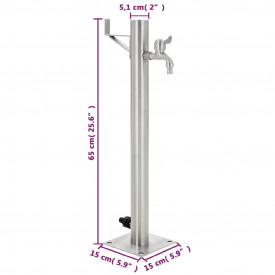 vidaXL Coloană de apă de grădină, 65 cm, oțel inoxidabil, rotund - Img 8
