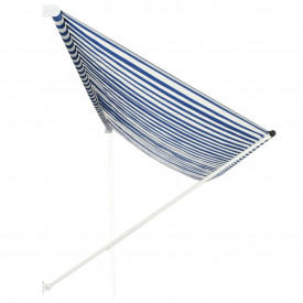 vidaXL Copertină retractabilă, albastru și alb, 400 x 150 cm - Img 2