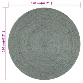 vidaXL Covor manual, verde măsliniu, 120 cm, iută, rotund - Img 6