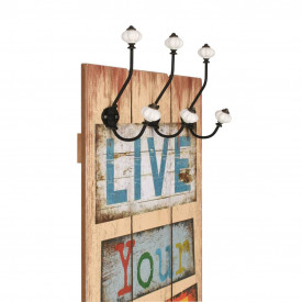 vidaXL Cuier de perete cu 6 cârlige, 120 x 40 cm, LIVE LIFE - Img 3