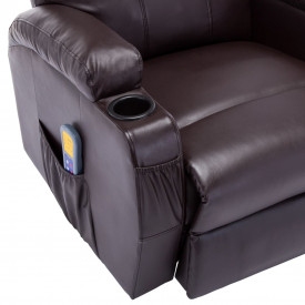 vidaXL Fotoliu de masaj electric rabatabil, piele artificială, maro - Img 9