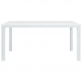vidaXL Masă de grădină, alb, 150 x 90 x 72 cm, plastic, aspect ratan - Img 2