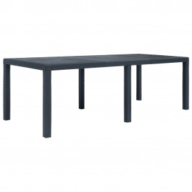 vidaXL Masă de grădină, antracit, 220x90x72 cm , plastic, aspect ratan