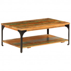 vidaXL Măsuță de cafea cu raft, 100 x 60 x 35 cm, lemn masiv reciclat - Img 11