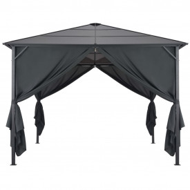 vidaXL Pavilion cu perdea, negru, 3 x 3 m, aluminiu - Img 2