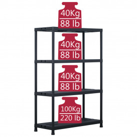 vidaXL Raft de depozitare, negru, 90 x 40 x 138 cm, plastic, 220 kg - Img 6