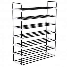 vidaXL Raft încălțăminte cu 7 etajere din metal și plastic Negru