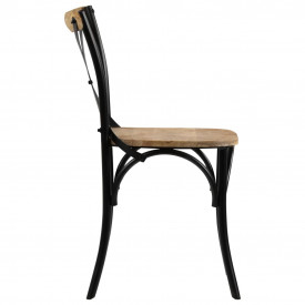 vidaXL Scaune în cruce, 2 buc, negru, 51x52x84 cm, lemn masiv de mango - Img 5