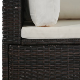 vidaXL Set mobilier de grădină, 15 piese, poliratan, maro și alb - Img 4