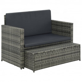 vidaXL Set mobilier de grădină, 5 piese, poliratan, gri - Img 2