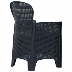 vidaXL Set mobilier exterior, 5 piese, antracit, plastic, aspect ratan - Img 3