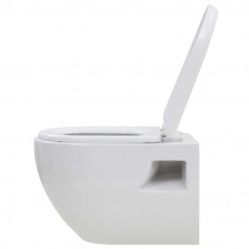 vidaXL Toaletă cu montare pe perete, ceramică, alb - Img 5