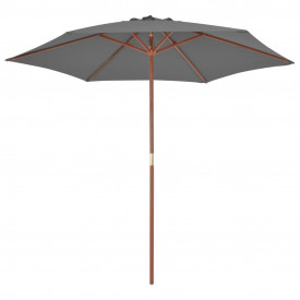 vidaXL Umbrelă de soare de exterior, stâlp din lemn, antracit, 270 cm - Img 2