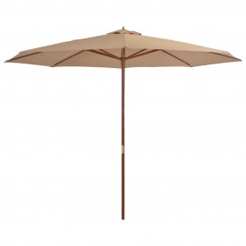 vidaXL Umbrelă de soare de exterior, stâlp din lemn, gri taupe, 350 cm
