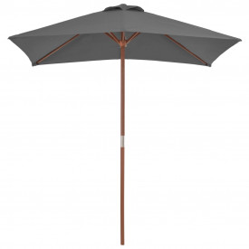 vidaXL Umbrelă de soare, exterior, stâlp lemn, 150x200 cm, antracit - Img 2