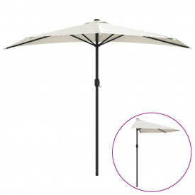 vidaXL Umbrelă de soare, semicerc, tijă aluminiu, 270x135 cm, nisipiu - Img 2