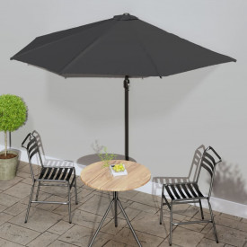 vidaXL Umbrelă de soare semicerc tijă aluminiu antracit 300x150 cm