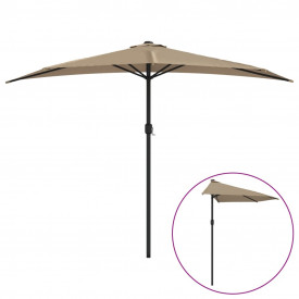 vidaXL Umbrelă de soare semicerc tijă aluminiu gri taupe 300x150 cm - Img 2