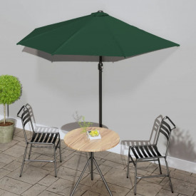 vidaXL Umbrelă de soare, semicerc, tijă aluminiu, verde, 270x135 cm