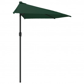 vidaXL Umbrelă de soare, semicerc, tijă aluminiu, verde, 270x135 cm - Img 4