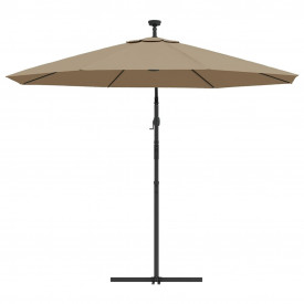 vidaXL Umbrelă suspendată cu LED și stâlp de oțel, gri taupe, 300 cm - Img 6