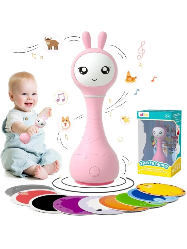 Alilo Smarty Bunny - Iepuras interactiv pentru bebelusi, roz, RO/EN