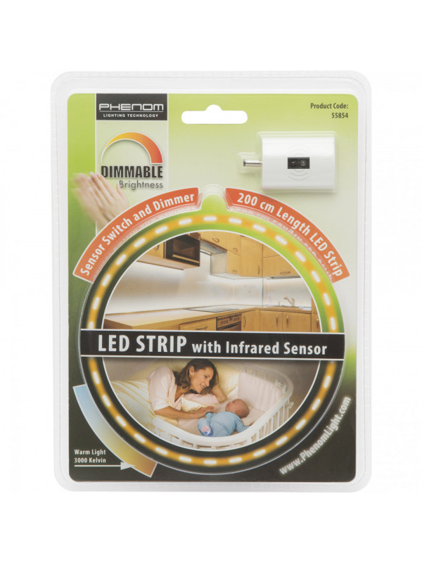 Banda LED cu senzor de proximitate Phenom, 4.8W, 360 lm, 12V, lumina calda, 2m