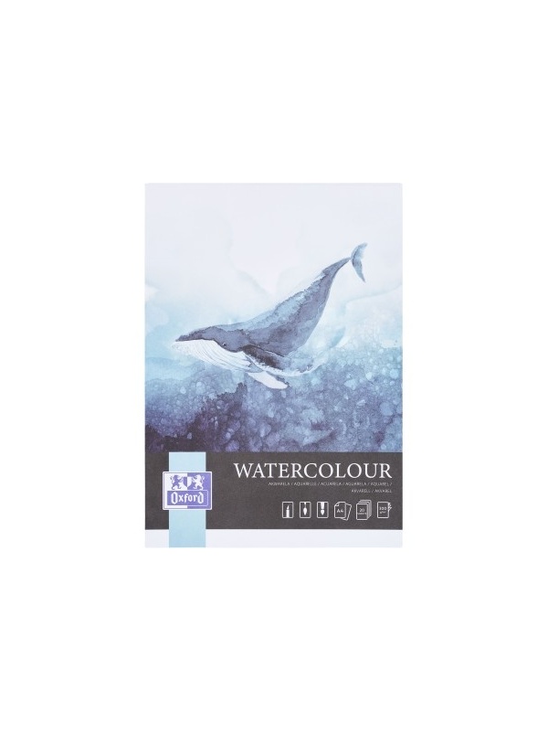 BLOC DESEN OXFORD WATERCOLOUR A4, 20 FILE, HARTIE 300 G/MP, LIPIT 4 LATURI, FSCÂ® MIX70%, COLECTIA ARTISTIC