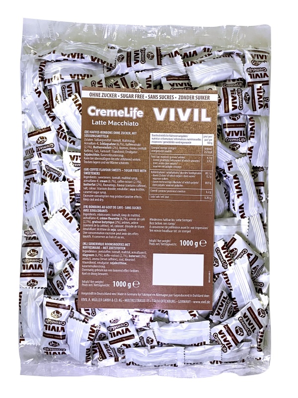 Bomboane cremoase Vivil Creme Life Latte Macchiato fara zahar - 1 kg