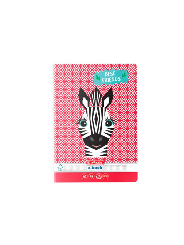 Caiet a5, 48 file, 70g/mp, patratele, colturi rotunjite, motiv cute animals